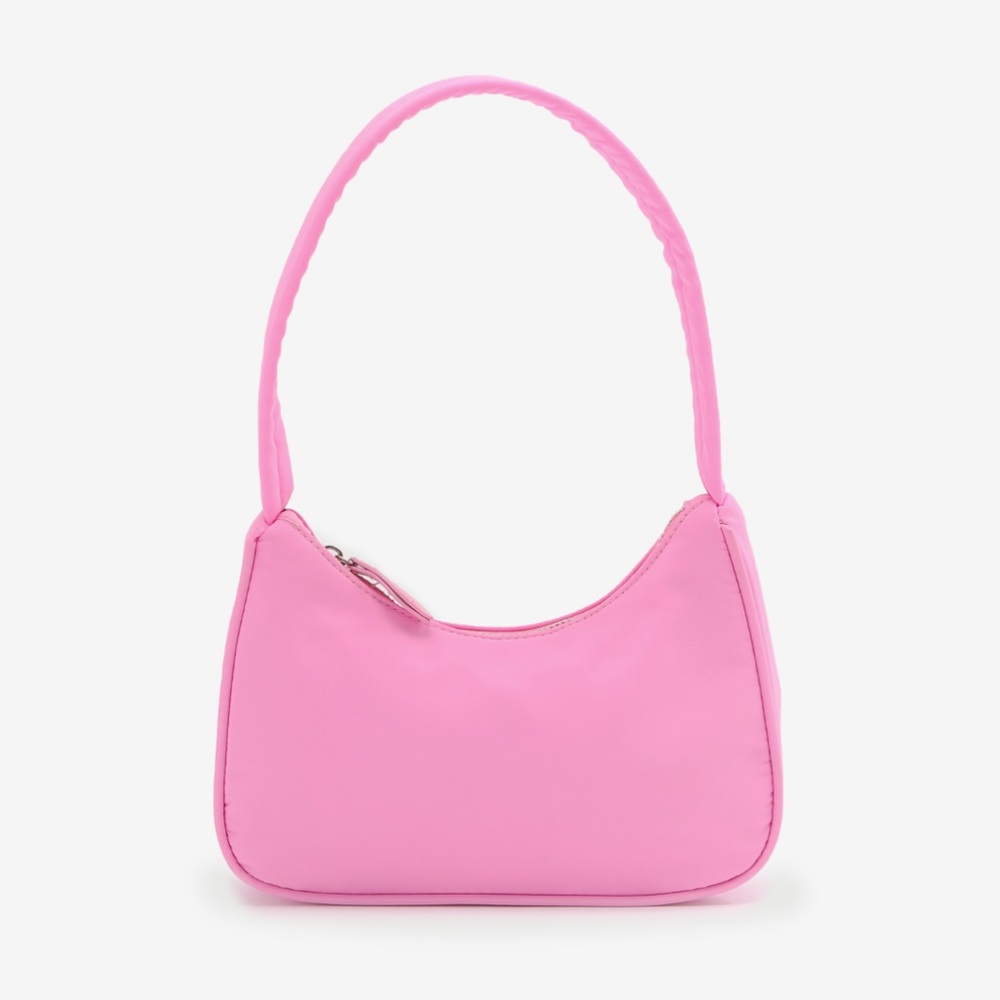 Pink Nylon Baguette Bag